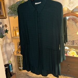 Sejour Dark Green Checkered Blouse